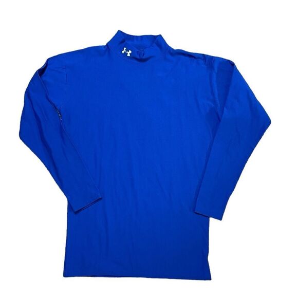 UNDER ARMOUR Coldgear Mock Neck Long Sleeve Shirt Blue Size XL - Picture 1 of 5